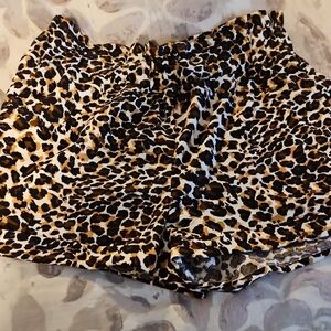 High-Waist Leopard Print Women’s Shorts - Brown/Black